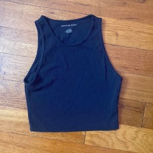 Navy Blue American Eagle Cropped Halter Top